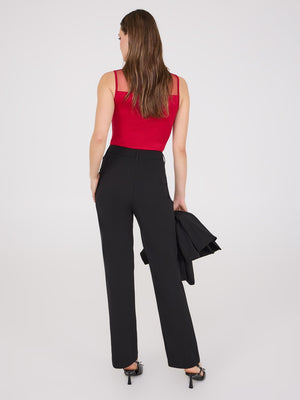 Zip-Front Pants Black