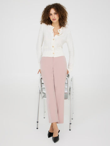 Straight Leg Mid-Rise Pants Withered Rose