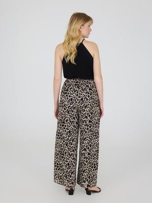Pantalon palazzo en mousseline à imprimé animal Black