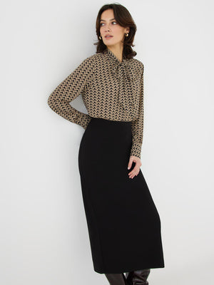Crepe Midi Skirt Black
