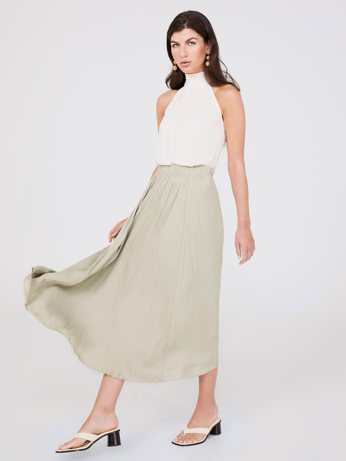 Broomstick Pleated Satin Skirt Suzy Shier