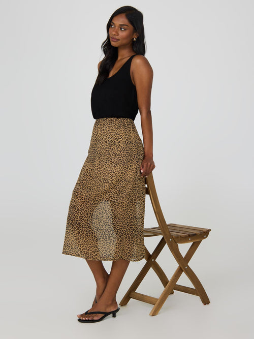 Leopard Print Midi Skirt