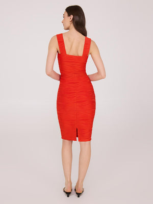 Wave Pattern Pencil Skirt Scarlet