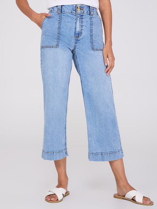 High-Rise Wide Leg Cropped Jeans