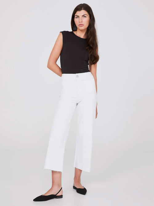 Cropped Raw Edge High-Rise Jeans