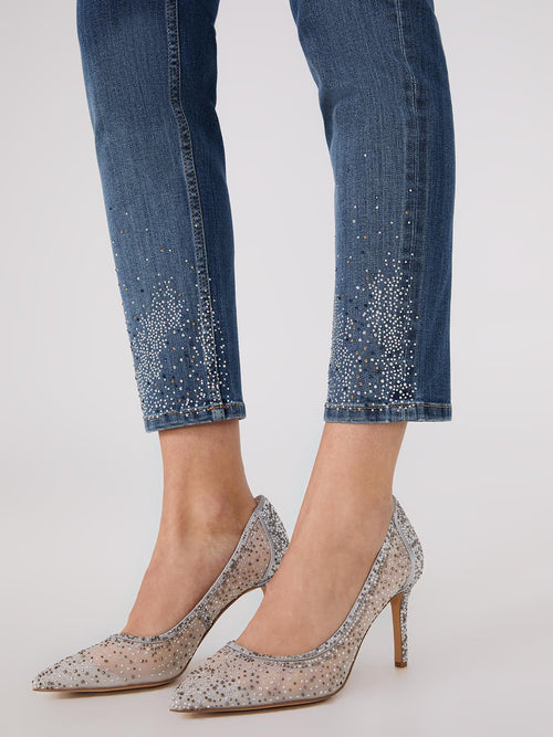 Rhinestone Embellished Slim Leg Jeans