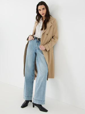 Straight Leg Jeans With Wide Cuff Lt Denim Blasted