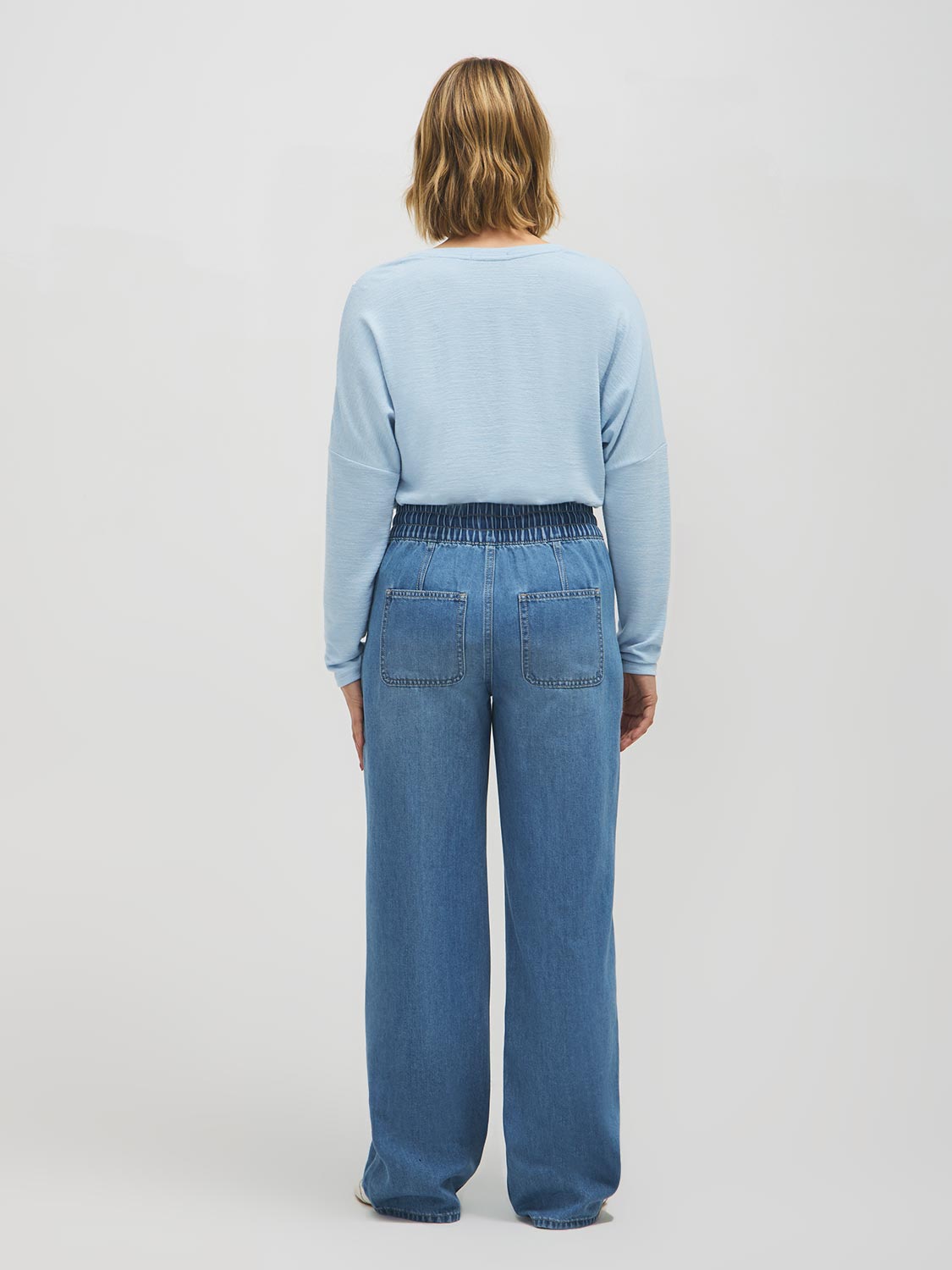 Elastic Waist Wide-Leg Jeans – Suzy Shier