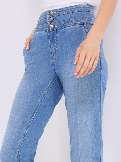 Pantalon en jean avec taille à 3 boutons