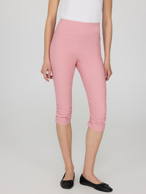 Pantalon capri avec fronces