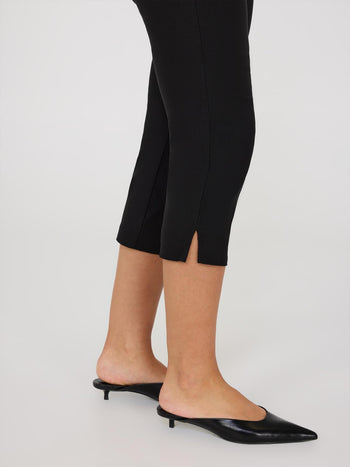 Capri Pants With Slit Hem Black