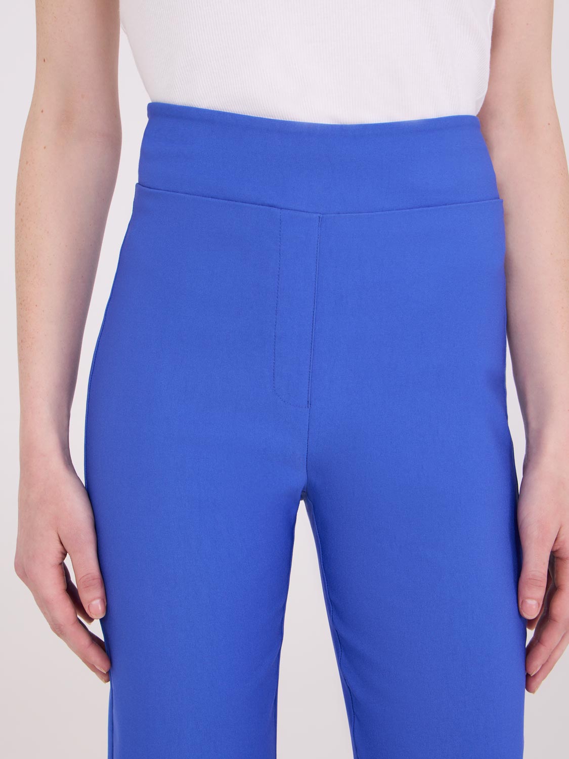 Wide Waistband Capri Pants With Slit Hem – Suzy Shier