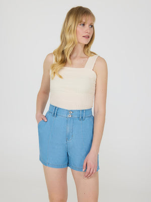 Short en jean avec nervures Md Denim Blasted