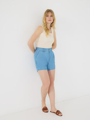 Short en jean avec nervures Md Denim Blasted