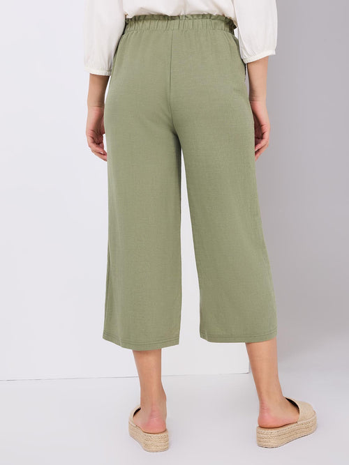 Pantalon jupe-culotte à garniture texturée