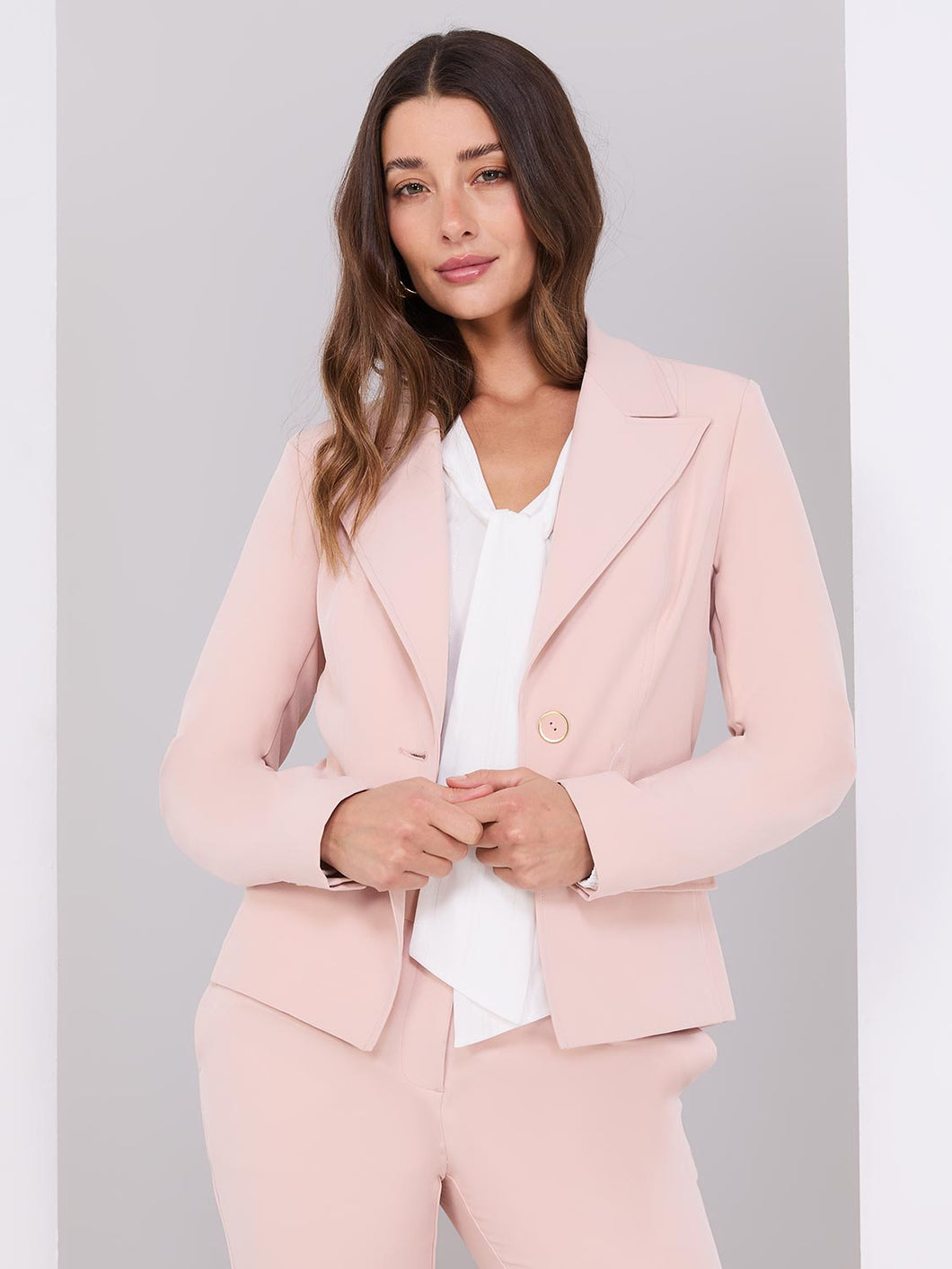 One-Button Blazer With Flap Pockets