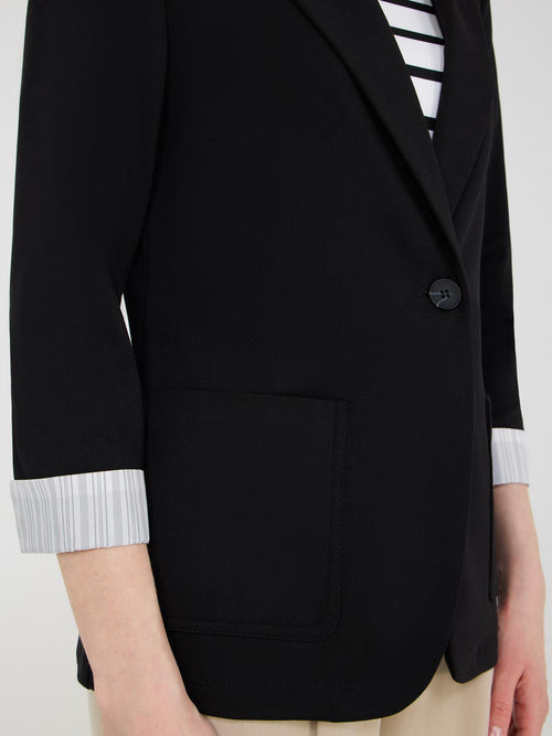 Striped Cuff Single-Breasted Blazer