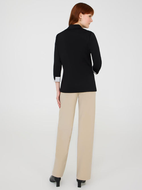 Blazer à simple boutonnage et poignets rayés