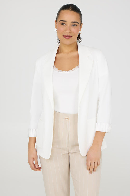 Striped Cuff Single-Breasted Blazer