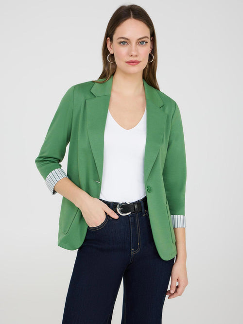 Striped Cuff Single-Breasted Blazer