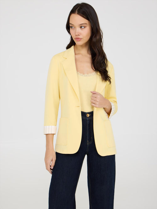 Striped Cuff Single-Breasted Blazer