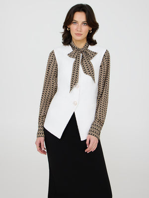 Button-Front Boucle Vest Pearl