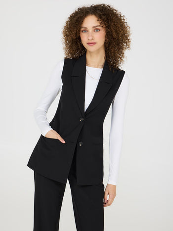 Notch Collar 2-Button Vest Black