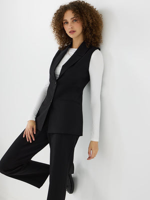 Notch Collar 2-Button Vest Black