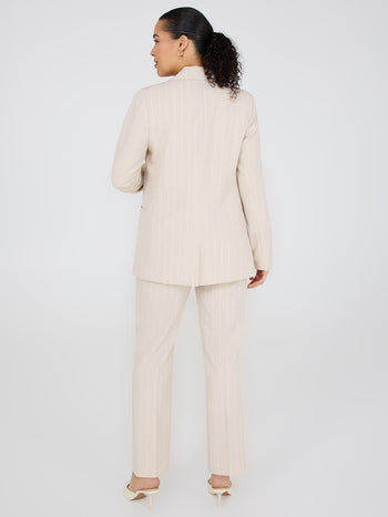 Striped Open Front Blazer Sand