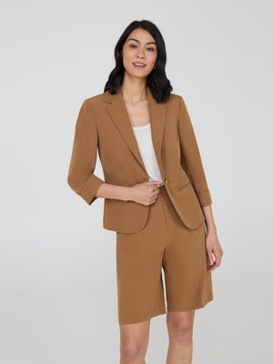 Blazer à manches 3/4 à revers Amber Brown