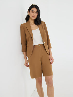 Blazer à manches 3/4 à revers Amber Brown