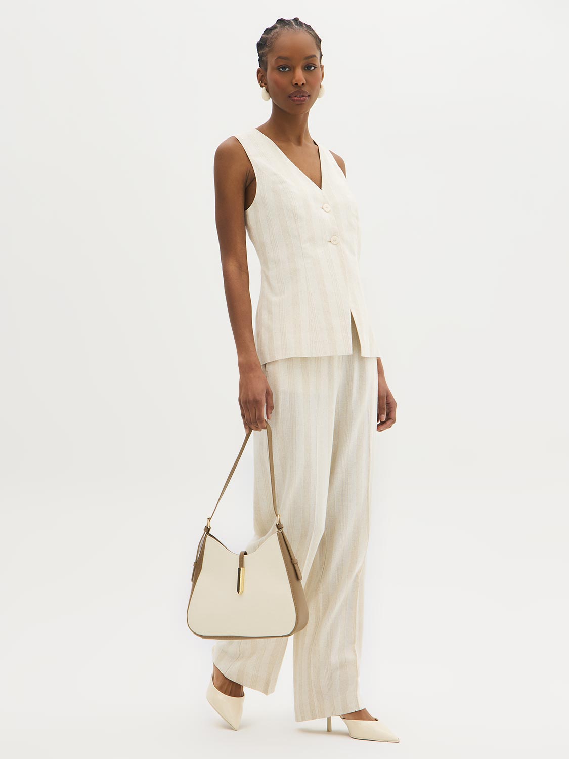 Striped Linen-Blend Vest – Suzy Shier