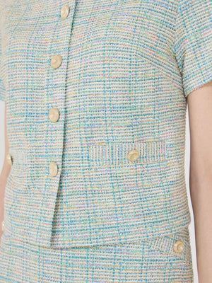 Short Sleeve Boucle Blazer Lt Blue