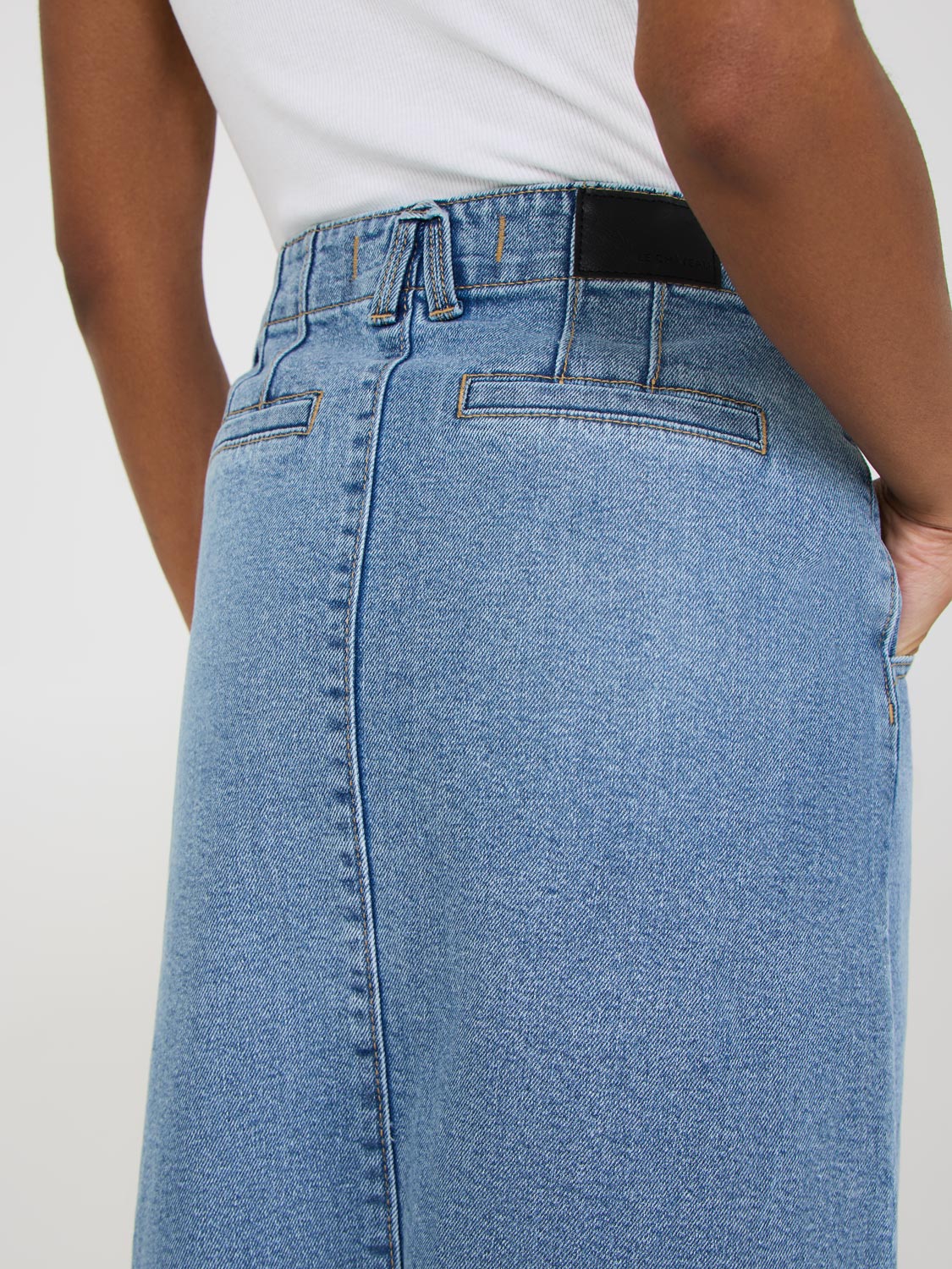 【BAON】Hiloki Stitch Denim Long Skirt - Deep Blue ver BAON】Hiloki Stitch Denim Long Skirt - Deep Blue ver