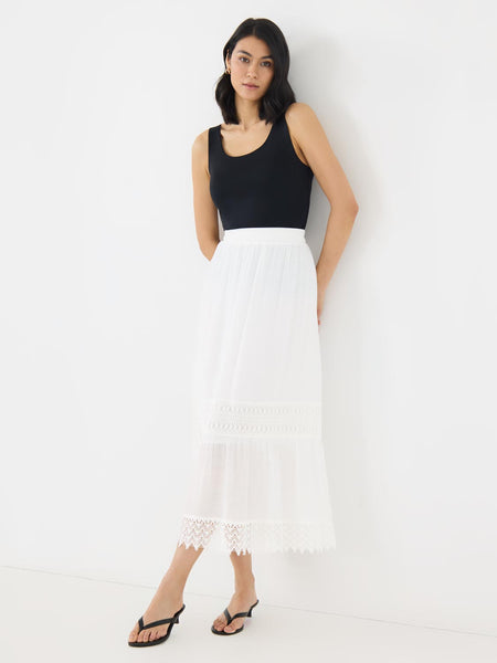 ワンピース A FERRETTI Women Mid Skirts J04271619 0001 White Midi skirt with lace, White - Sisley
