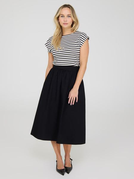 【BAON】Kigenno Shirring Strap Nylon Midi Skirt Linen-Rayon Midi Skirt | Banana Republic Factory