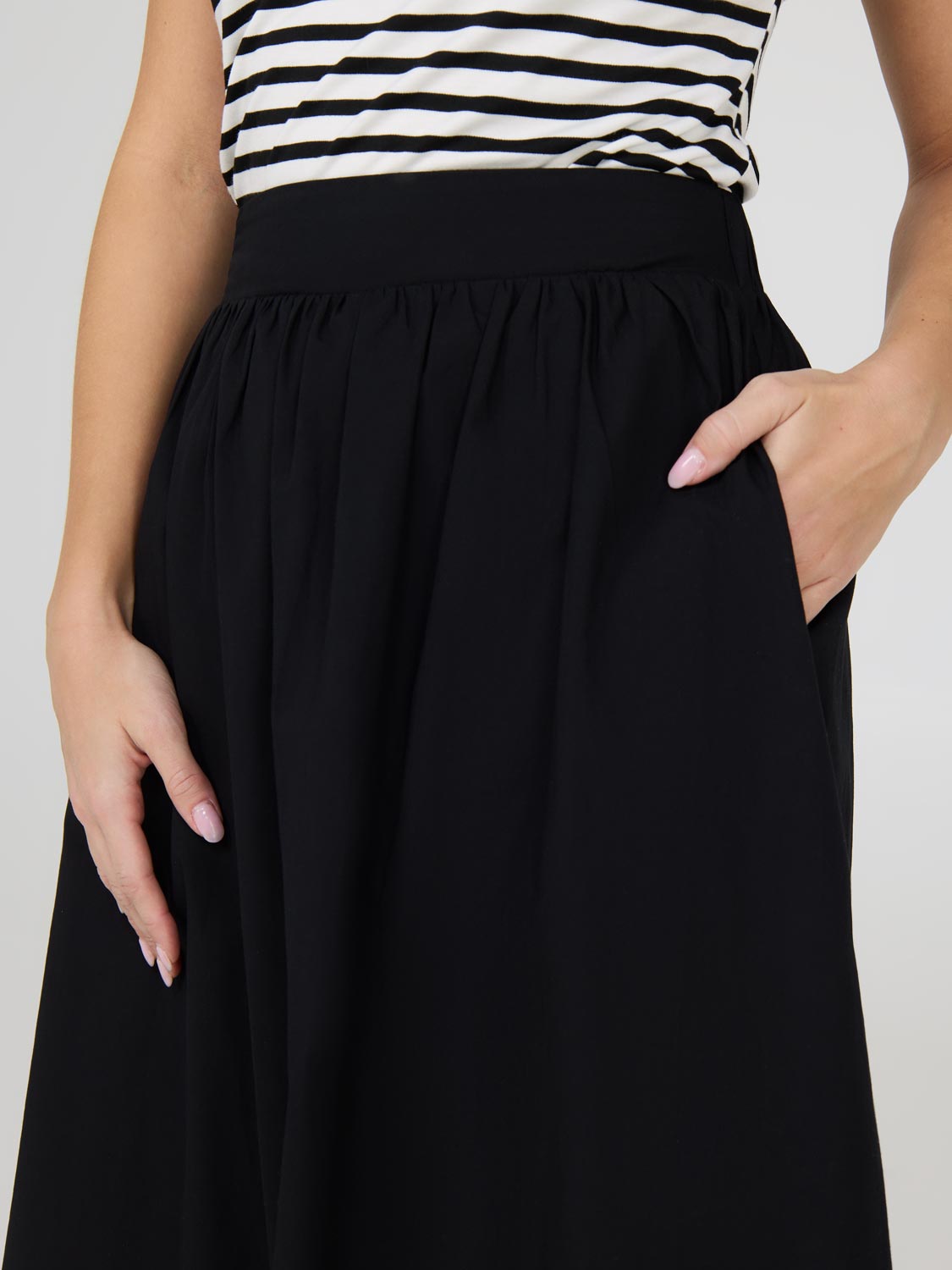 WOMEN SP INCISION SKIRT 完売品　しま HIGH WAIST BALLOON SLIT SKIRT