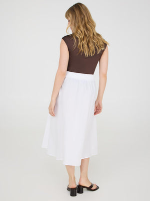 Poplin Midi Skirt With Pockets White