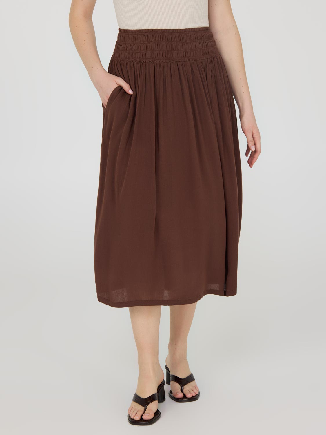 Cotton Poplin Midi Skirt With Pockets – Suzy Shier