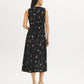 Robe mi-longue smockée à décolleté en V et motif floral