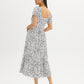 Printed Puff Sleeve Midi Dress