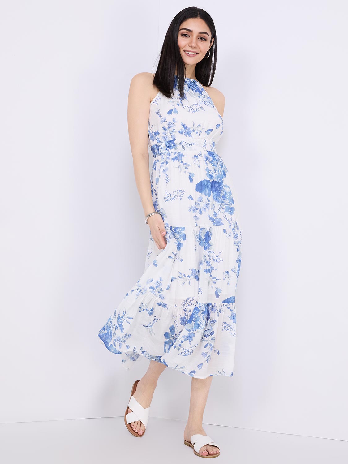 Floral Print Halter Neck Maxi Dress – Suzy Shier