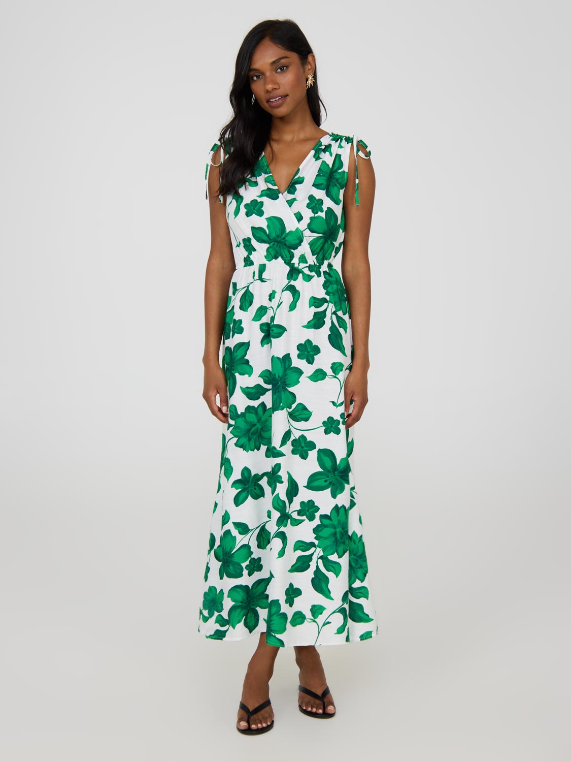 Floral Sleeveless Crossover Midi Dress – Suzy Shier