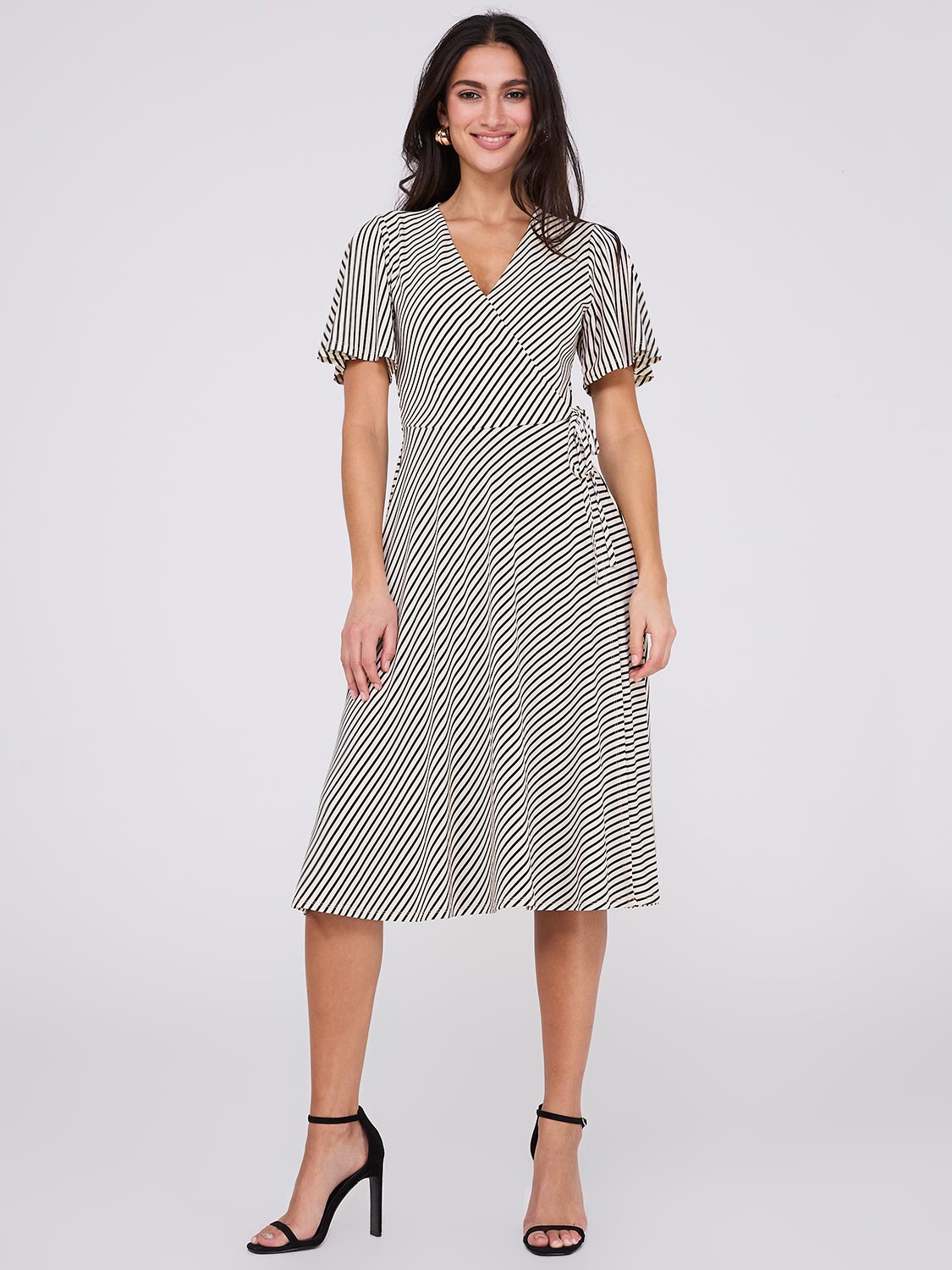 Striped Midi Wrap Dress – Suzy Shier