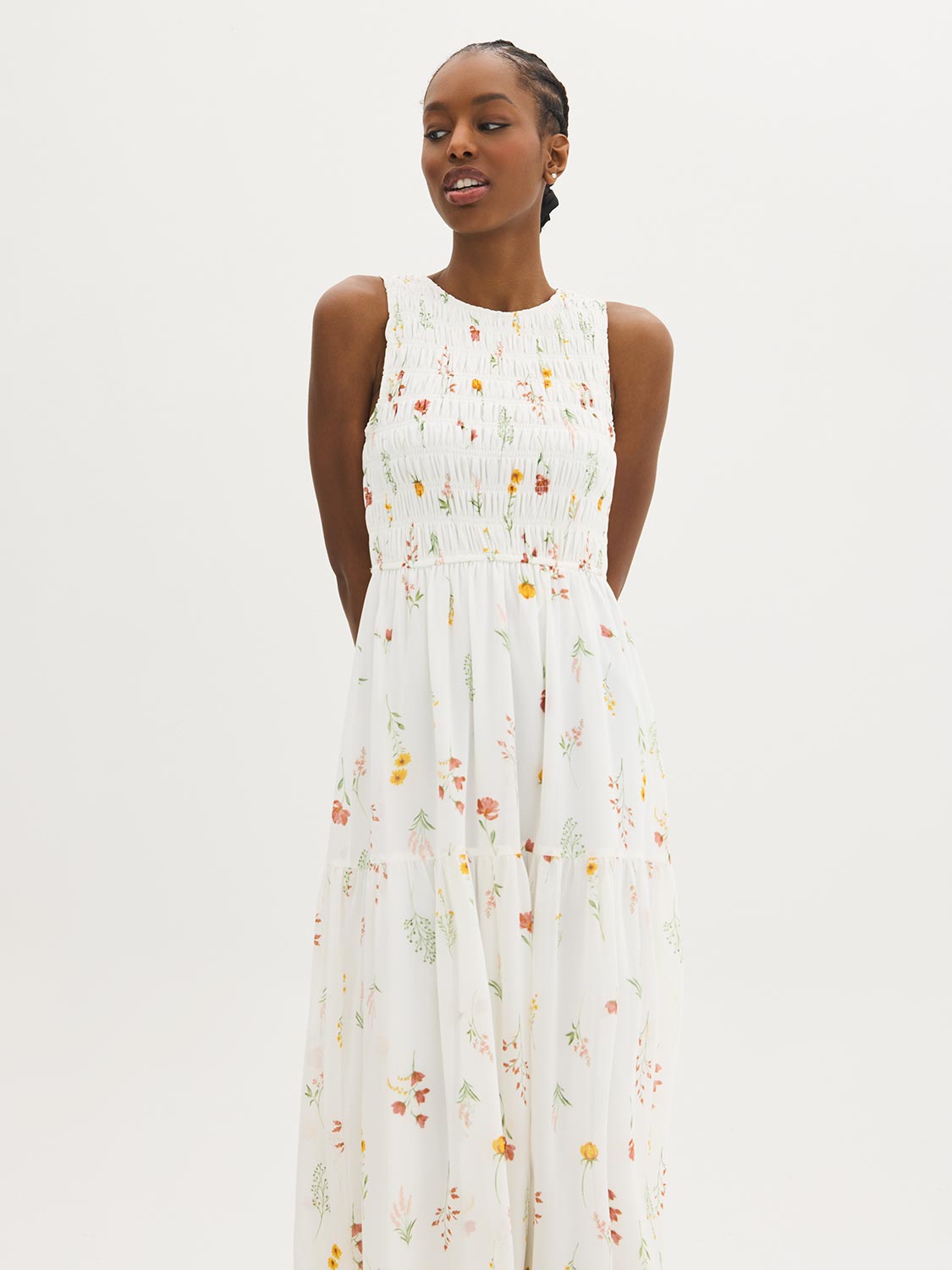 Floral Smocked Midi Dress