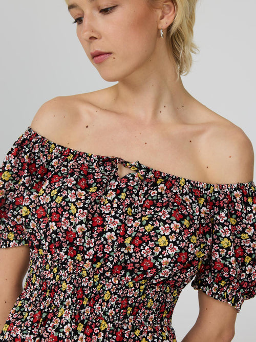 Floral Print Mini Milkmaid Dress