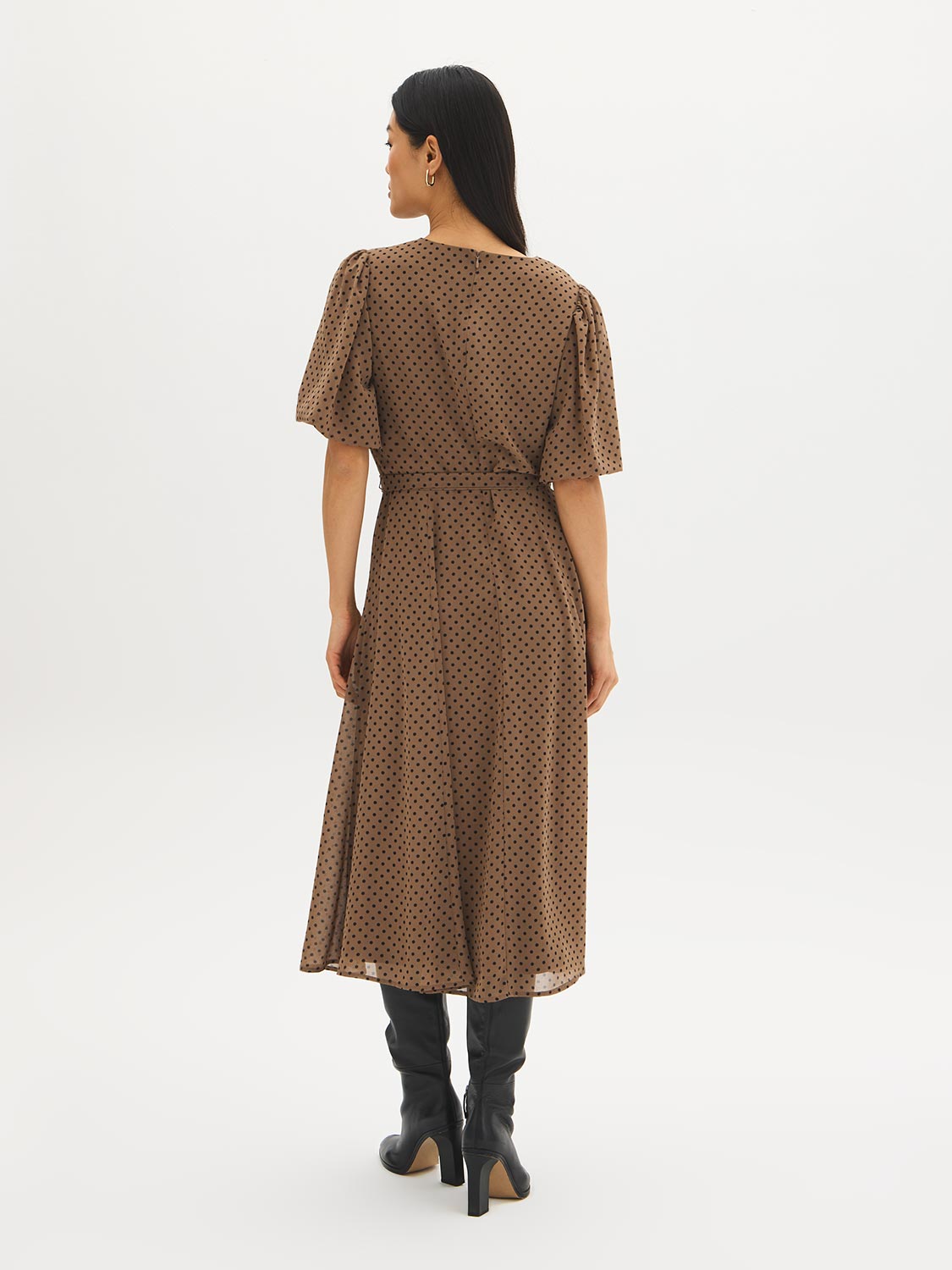 sachin and babi light blue dress New Look Polka Dot Cowl Neck Chiffon Midi Dress - Cream