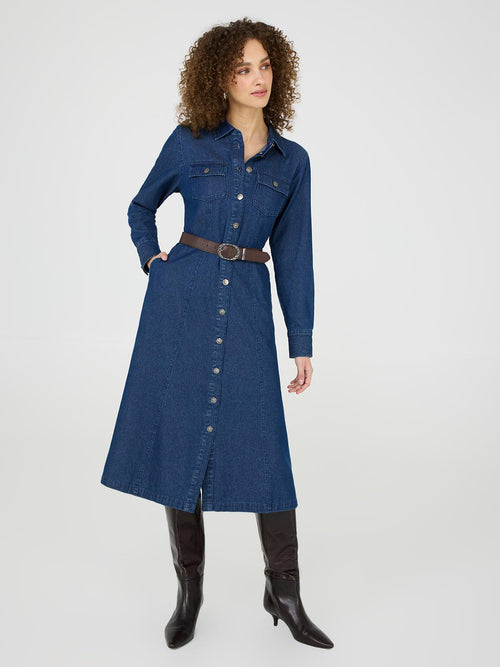 Denim Midi Shirt Dress