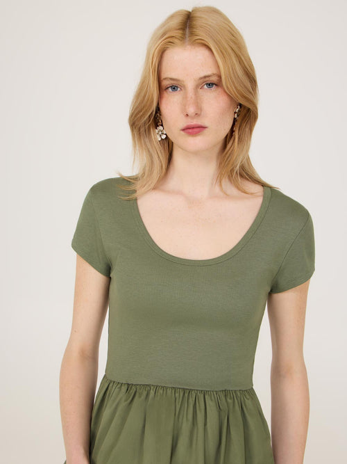 2-Fer Cap Sleeve Midi Dress