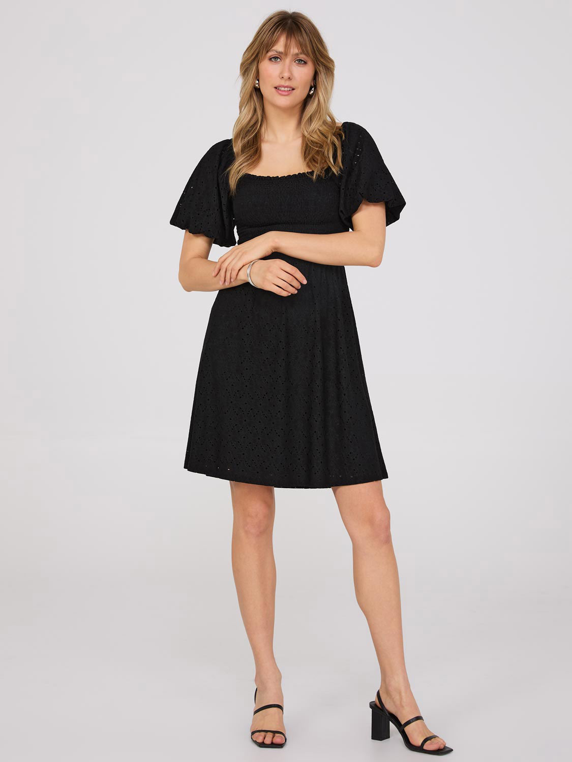 Puff Sleeve Eyelet Dress – Suzy Shier